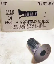 7/16-14x1 Flat Head Hex Socket Cap Screws Alloy Steel Black (5)