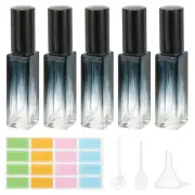 5 Pcs 10ml Travel Perfume Bottle with 3 Pcs Refill Tool, Labels,Light Blue/Black
