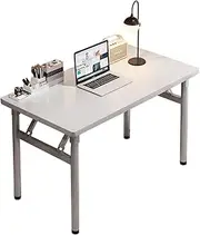 [cywaai] Folding Table, Small Foldable Desk, No Installation RequiredComputer Desk, Writing Workstation for Home，Office,Bedroom（White）