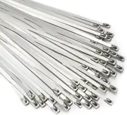 Metal Zip Ties 11.8 Inch 100Pcs 304 Stainless Steel Zip Ties Heavy Duty Multi-Pu