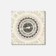 Made In North Olina USA State Vintage Grunge 4'' X 4'' Square Wooden Coaster