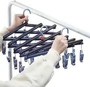 Clothing Drying Rack - Foldable Sock Drying Rack - Multifunctional Sock Hanger with Clips, Clothes Dryer for Socks Bras Lingerie