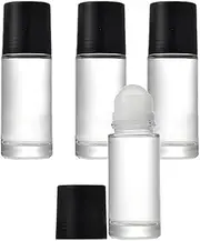 Wresty 4 Pack of 1.7oz/50ml Glass Roll On Bottles Deodorant Roller Bottles Travel Deodorant Containers DIY Rollerball Bottles For Perfume Sunscreen Moisturizer Cosmetics