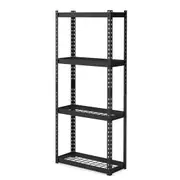 Costway 4-Tier Storage Rack Heavy Duty Shelving Unit Height Adjustable Kitchen Garage w/Foot Pad Black