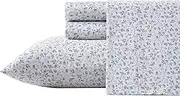[Laura Ashley] King Sheet Set, Soft Sateen Cotton Bedding Set - Sleek, Smooth, & Breathable (Bramble Vine Green, King) (USHSA01235900)