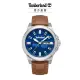 【Timberland】男錶CANFIELD系列 DAY-DATE多功能腕錶 皮帶-藍/棕色46mm(TDWGB0040801)