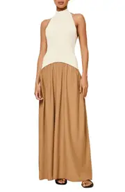 Solid & Striped The Soglio Halter Maxi Dress in Ecru /Camel at Nordstrom, Size Large Ecru/Camel