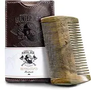 Sandalwood Handmade Beard Comb for Men - Premium Wooden Comb - Pocket Wood Comb in PU Leather Case