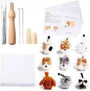 10 Pieces Doll Making Manual Needle Felting Kit for Beginner, Needle Felting Starter with Instructions, Felting Foam Mat and DIY Needle Felting Supplies for Christmas, Children's Day, Festival Crafts