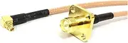 ROBAUN SMA Female/RP Jack Nut 4-Hole Panel Chassis to Mmcx Male Right Angle Pigtail Cable RG316 for Wireless Modem(RP SMA Female,15CM)