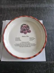 Vintage Apple Pie Recipe Baking Dish Plate 9" NIB