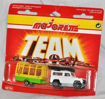 Majorette Series 300 #328 Land Rover 90 Safari with Lion Cage Trailer Diecast
