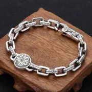 Real Solid 925 Sterling Silver Bracelet Rotation Om Mani Padme Hum Vajra 7.9"
