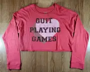 Offline By Aerie "Quit Playing Games" Graphic Long Sleeve Croptop Women's Size M