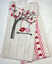 NICOLE MILLER HOME KITCHEN TOWELS (2) LOVEBIRDS ON SWING IN TREE 100% COTTON NWT