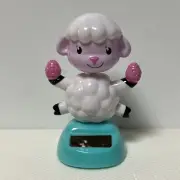 New Solar Powered Dancing Toy Bobble Head EASTER Lamb Holding Pink Eggs