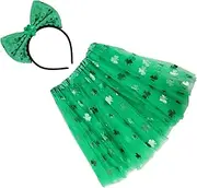 Veemoon 1 Set Accessories Festival Gauze Skirt Festival Props St. Patrick's Day Headdress St. Patrick's Day Headband Creative Skirt Adorable Party Mesh Green