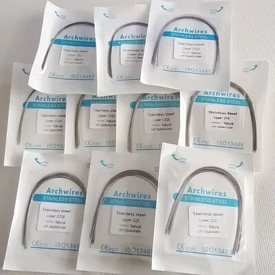 100Packs Orthodontic Dental Stainless Steel Round Arch Wires Nature Form U/L