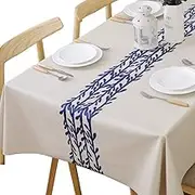 Yofori Table Cloth for Rectangle Table Heavy Duty Vinyl Tablecloth Rectangular Waterproof Plastic Tablecloth Wipeable Outdoor PVC Table Cover for Picnic (54x78 inch, Rattan)