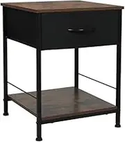 Levede Bedside Tables, End Table Storage Cabinet Chest of Drawer, Small Metal Side Table Nightstand Storage Living Room Bedroom Cabinet Small Spaces Bedside Furniture(35 x38.5 x14.5cm,Rustic Brown)