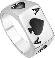 [DEARMAMY] 1pc Titanium Steel Ring for Men Stylish Lightweight and Comfortable for Parties and Everyday Wear Unique Poker Spade Ring