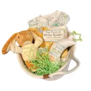 Baby Easter Basket 7” Nutbrown Hare, Bunny Pjs, Peter Rabbit Book & 5” Moon Toy