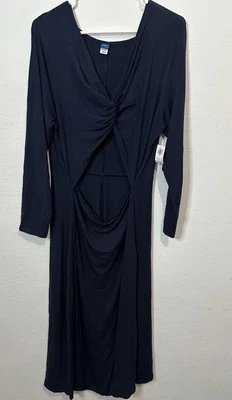 Old Navy Long Sleeve Open Waist Navy Blue Maxi Dress Size XXL