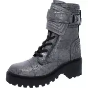 DKNY Women's Basia Leather Metallic Combat & Lace-up Boots