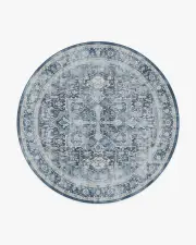 245' Round | Machine Washable Runner Rug | Kid & Pet Friendly | Indoor Rug | Kamran Admiral Blue Rug | Ruggable
