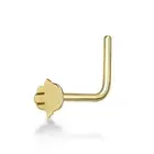 20 Gauge Unisex L-Shaped Hamsa Nose Ring in 14K Yellow Gold - Hypoallergenic