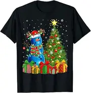 [X.Style] Bowling Ball Lights Xmas Tree Snowman Bowling Ball Christmas ds307 T-Shirt Black