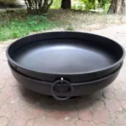Steel fire pit bowl with grill grate & cover for backyard, Camping fire bowl