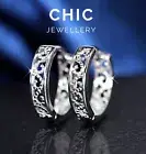 18K White Gold GF Womens Kids Vintage Silver Filigree Band Hoop Sleeper Earrings