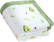 ibasenice 4-Layer Cotton Baby Blanket Bath Towel 110x110cm Kids Towel Avocado Pattern Quick Dry Absorbent