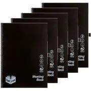 Spirax P703 Meeting Book Spiral Bound 140 Page A4 Black 5 Pack