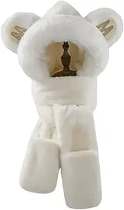 [RYZGOJV] Kids Winter Hat Scarf Set, Unisex Kids Toddler Children Hat with Neck Warmer Winter Warm Accessory Mini Bear-White, White