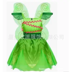 萬圣節圣誕綠色小精靈兒童奇妙仙子小叮當公主裙Tinkerbell演出服