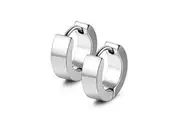 Silver Huggie Hoop 11mm Stainless Steel Square Sleeper Earrings