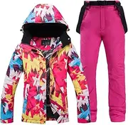 [Generic] Women's Snow Suit Wear Winter Sports Girl Costume Snowboard Clothing Waterproof Ski Sets Jacket Strap Pant