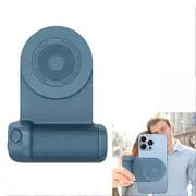 Upgraded - Blue Bluetooth Phone Camera Shutter Hand Grip Magnetic Holder for Iphone Android