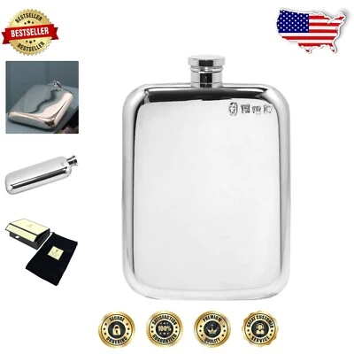 6oz Traditional Pewter Hip Flask with Velvet Case – Gift-Ready Presentation Box