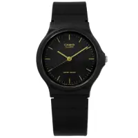 在飛比找Yahoo奇摩購物中心優惠-CASIO 卡西歐 簡潔復刻 橡膠手錶-黑金色 MQ-24-