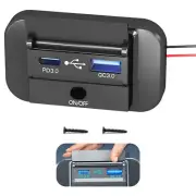 DC 12-24V Dual USB QC3.0 Car Fast Charger Socket Power Outlet LED Waterproof