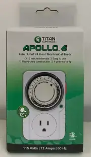 Titan Controls Apollo 6 One Outlet Mechanical Timer 115V