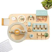 Toddler Steering Wheel Toy | Pretend Play Driving Activity Board | Portable Preschool Learning Car Driving Wooden Sensory Toy for Travel