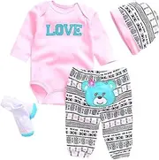 NPK Reborn Dolls Baby Clothes Pink Outfits for 20-22 Reborn Doll Girl Baby Clothing Baby Sets