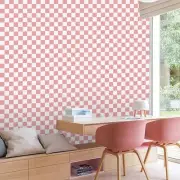 Checkerboard Peel and Stick Wallpaper 17.3"x1200"Pink and White Contact Paper...