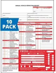 Annual Vehicle Inspection Report Form 10-pk. Snap-Out Format, 3-Ply Carbonless,