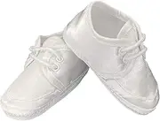 [Pink Princess] Baby Boy Baptism Shoes - Infant White Boys Christening Booties - Zapatos Blancos para Bautizo de Niños Bebe Baptismal