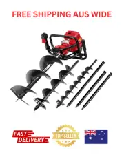 Giantz Post Hole Digger 92CC Petrol Motor Drill Extension Auger Bits Kits